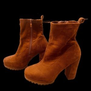 Camel Microsuede Booties